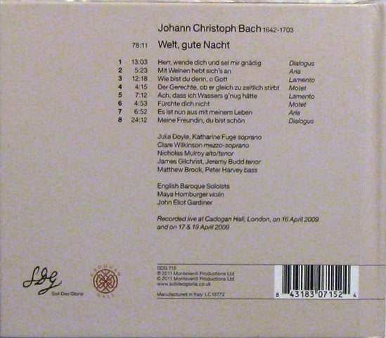 Johann Christoph Bach, John Eliot Gardiner - Welt, Gute Nacht (CD) - Velvet Music