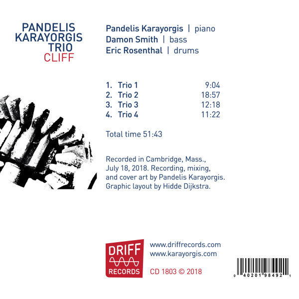 Pandelis Karayorgis Trio, Damon Smith, Eric Rosenthal - Cliff (tweedehands CD) - Velvet Music