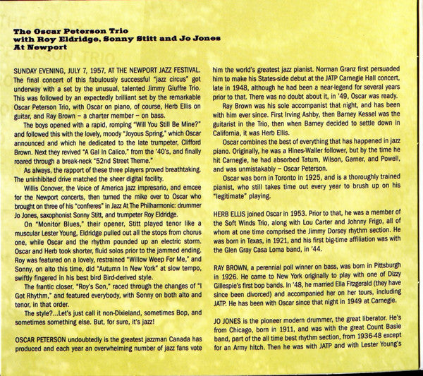 Oscar Peterson Trio, The With Roy Eldridge, Sonny Stitt & Jo Jones - The Oscar Peterson Trio At Newport (tweedehands CD) - Velvet Music