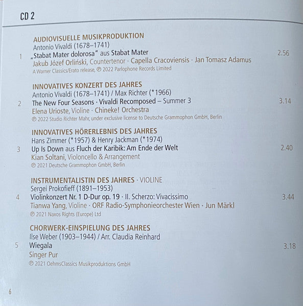 Various - Best Of Klassik 2022 (Die Grosse Gala Der Opus Klassik-Preisträger) (CD) - Velvet Music