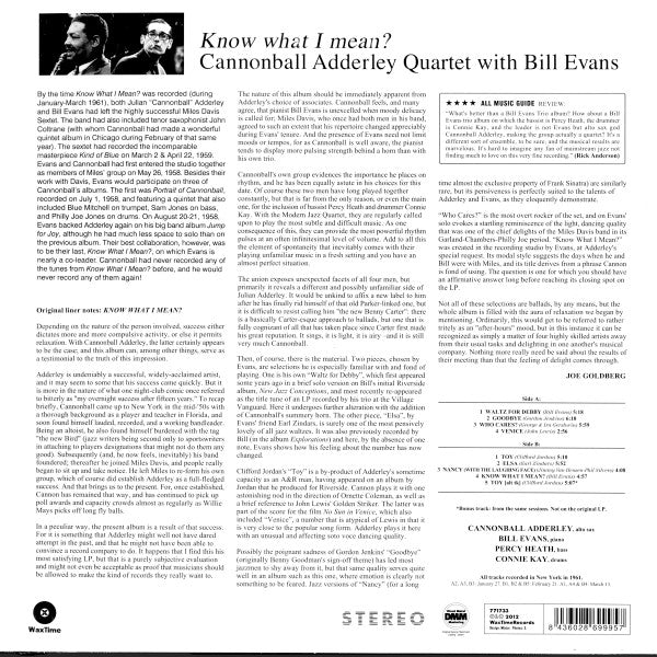 Cannonball Adderley With Bill Evans - Know What I Mean? (LP) - Velvet Music