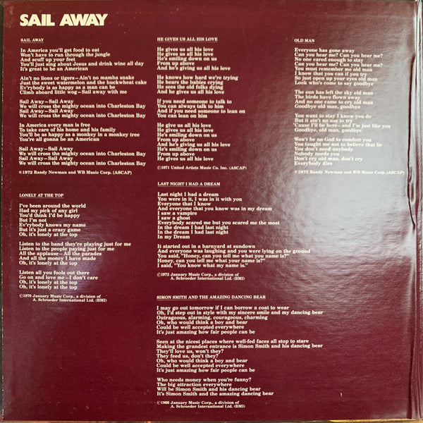 Randy Newman - Sail Away (used LP)