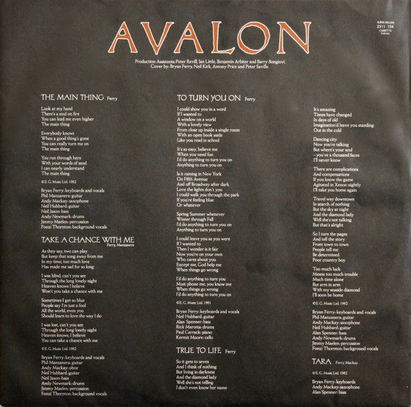 Roxy Music - Avalon (tweedehands LP) - Velvet Music