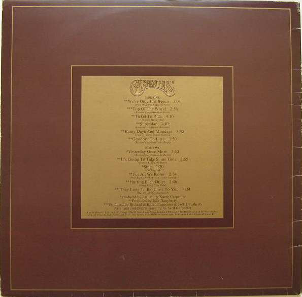 Carpenters - The Singles 1969-1973 (tweedehands LP) - Velvet Music