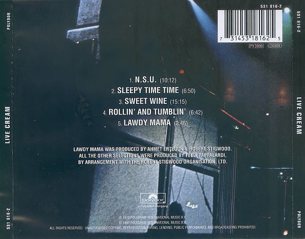 Cream (2) - Live Cream (secondhand CD)