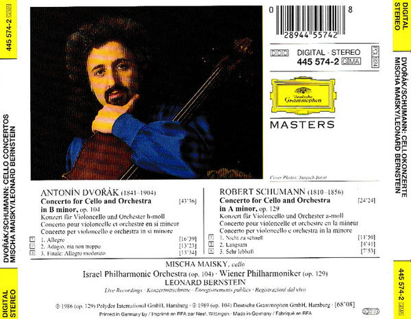 Antonín Dvořák • Robert Schumann | Mischa Maisky • Leonard Bernstein - Cello Concertos (CD d'occasion)