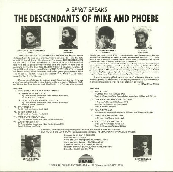 Descendants Of Mike And Phoebe, The - A Spirit Speaks (LP) - Velvet Music