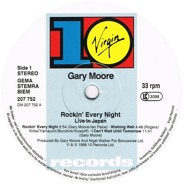 Gary Moore - Rockin' Every Night - Live In Japan (second hand LP)