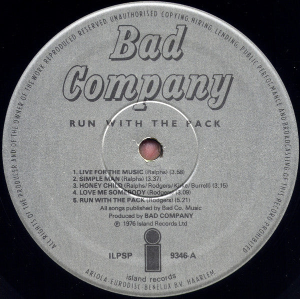 Bad Company (3) - Run With The Pack (tweedehands LP) - Velvet Music
