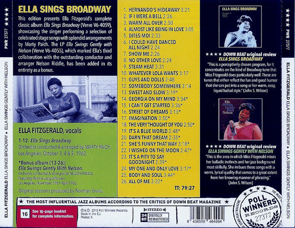 Ella Fitzgerald - Ella Sings Broadway + Ella Swings Gently With Nelson (CD) - Velvet Music