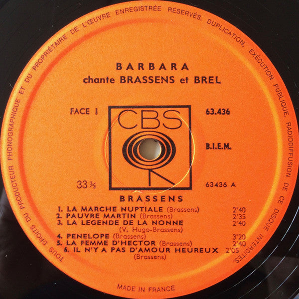 Barbara (5) - Barbara Chante Brassens Et Brel (CD) - Velvet Music