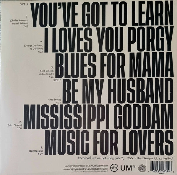 Nina Simone - You've got to learn (LP) - Velvet Music