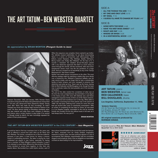 Art Tatum - Ben Webster Quartet, The - The Art Tatum - Ben Webster Quartet (LP) - Velvet Music