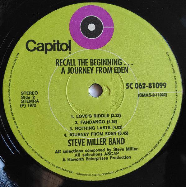 Steve Miller Band - Recall The Beginning...A Journey From Eden (tweedehands LP) - Velvet Music