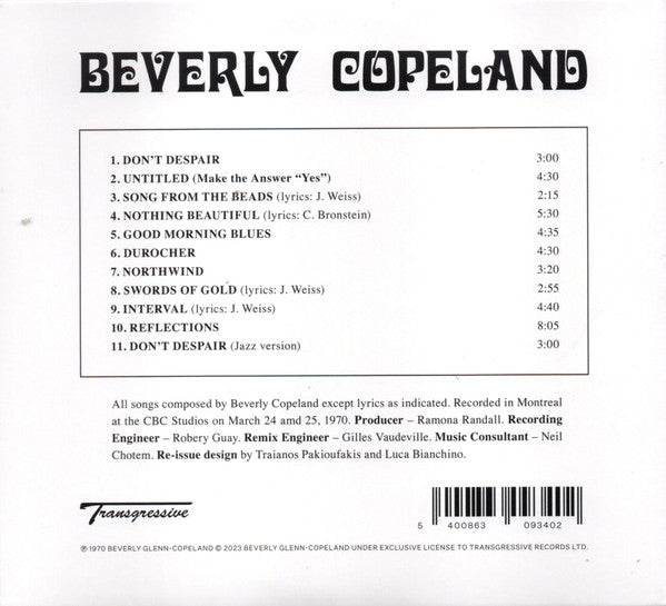 Beverly Glenn-Copeland - Beverly Copeland (CD) - Velvet Music
