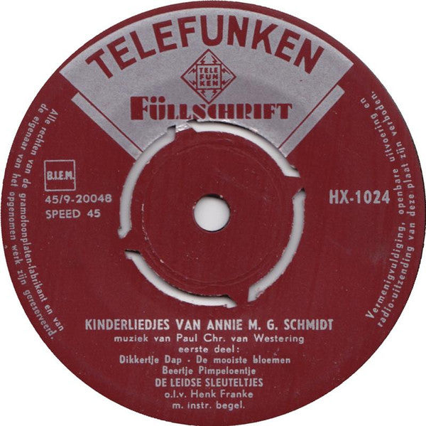 De Leidse Sleuteltjes - Kinderliedjes Van Annie M.G. Schmidt (CD) - Velvet Music