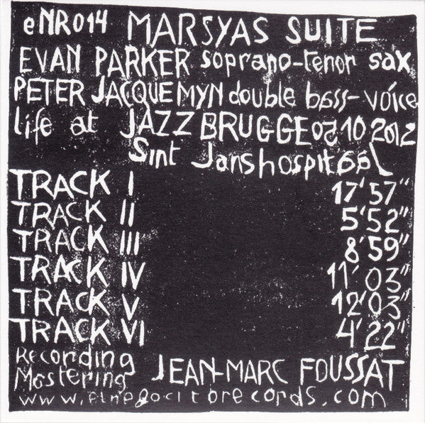 Evan Parker, Peter Jacquemyn - Marsyas Suite (CD d'occasion)