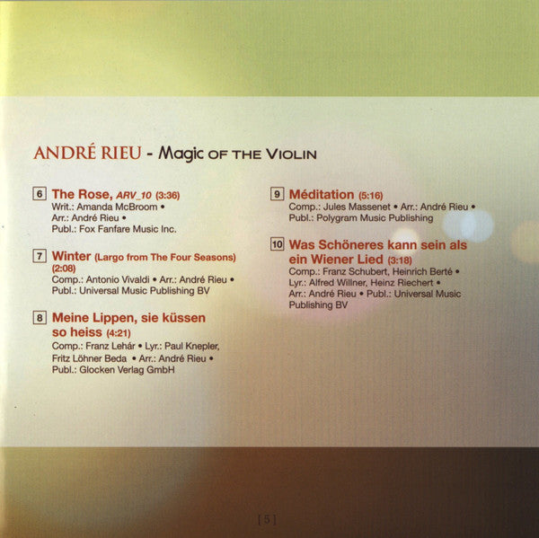 André Rieu And His Johann Strauß Orchestra - Magic Of The Violin (CD) - Velvet Music