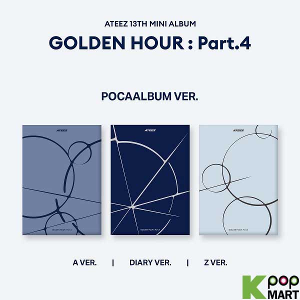 Ateez - Golden hour: part.4 (PACKAGE : QR CARD + ENVELOPE 1EA + PHOTO STAND 1EA + IMAGE CARD 1EA + STICKER 2EA + PHOTO CARD 2EA + USER GUIDE 1EA COVER : A / DIARY / Z accessoires) - Velvet Music