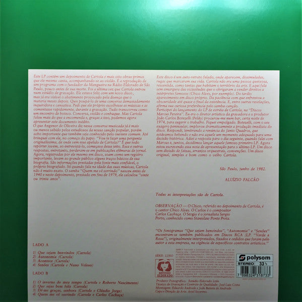 Cartola - Documento Inédito (LP) - Velvet Music