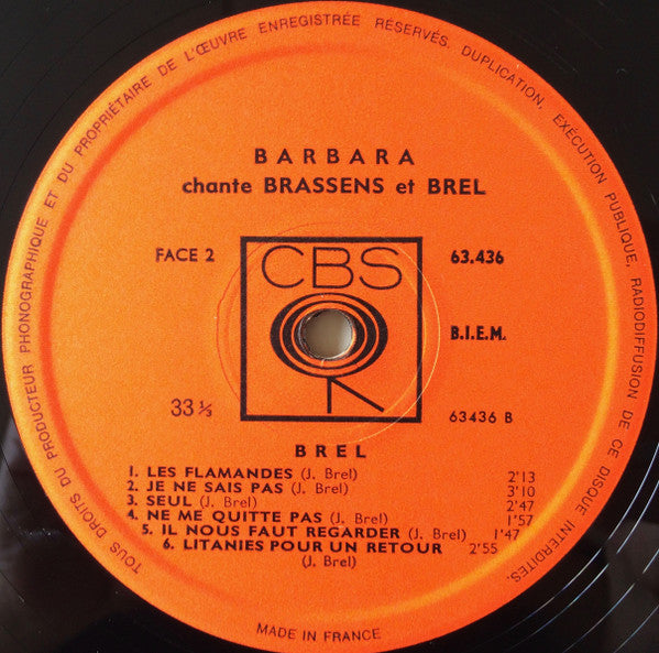 Barbara (5) - Barbara Chante Brassens Et Brel (CD) - Velvet Music