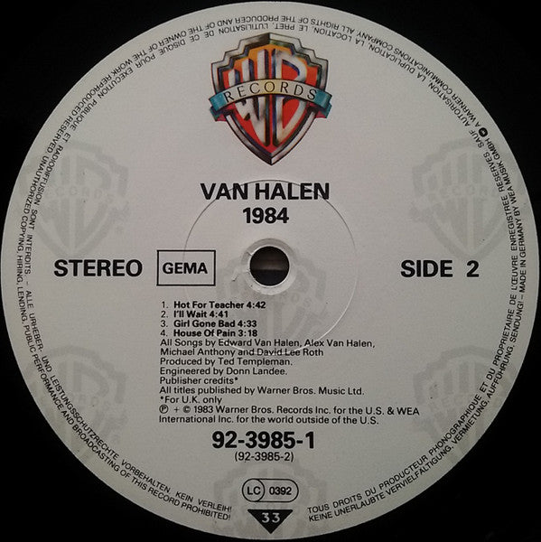 Van Halen - 1984 (tweedehands LP) - Velvet Music
