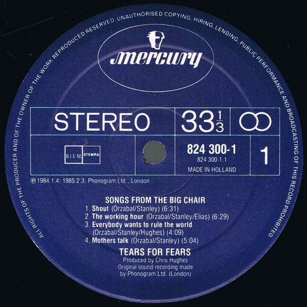 Tears For Fears - Songs From The Big Chair (tweedehands LP) - Velvet Music