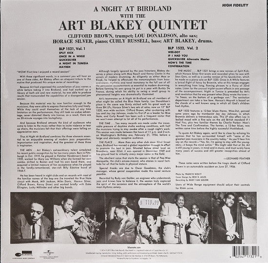 Art Blakey Quintet - A Night At Birdland Volume 1 (LP) - Velvet Music