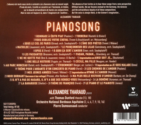 Alexandre Tharaud - Pianosong (CD) - Velvet Music