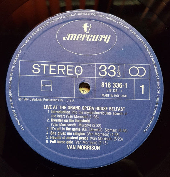 Van Morrison - Live At The Grand Opera House Belfast (tweedehands LP) - Velvet Music