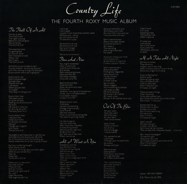 Roxy Music - Country Life (second hand LP)