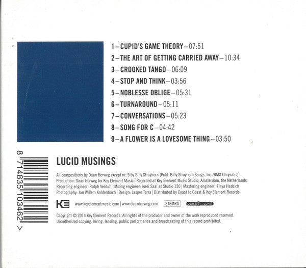 Daan Herweg Trio - Lucid Musings (tweedehands CD) - Velvet Music