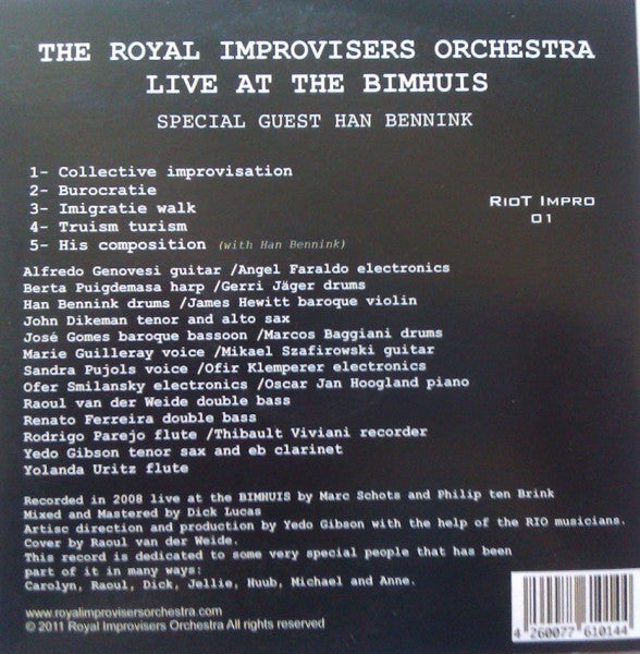Royal Improvisers Orchestra - Live At The Bimhuis (tweedehands CD) - Velvet Music