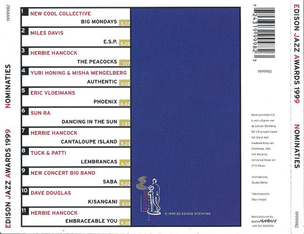 Various - Edison Jazz Awards 1999 Nominations (second hand CD)
