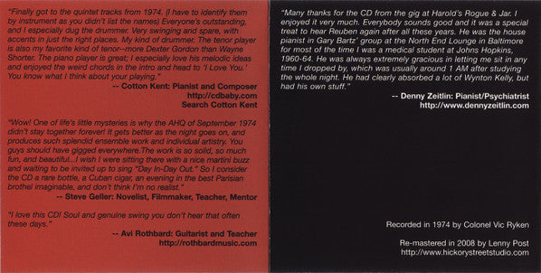 Allen Houser Quintet & Sextet - Live 1974 (CD d'occasion)