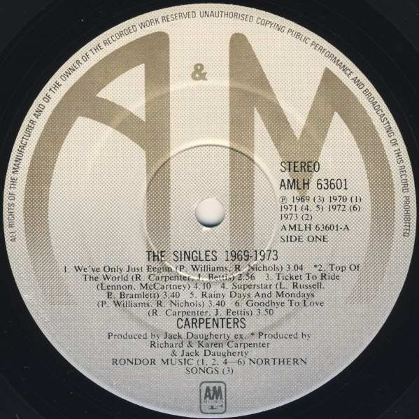 Carpenters - The Singles 1969-1973 (tweedehands LP) - Velvet Music
