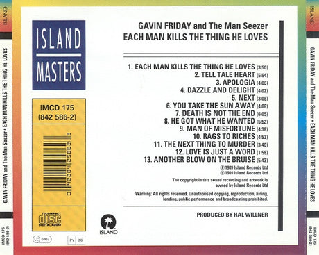 Gavin Friday And Maurice Seezer - Each Man Kills The Thing He Loves (tweedehands CD) - Velvet Music
