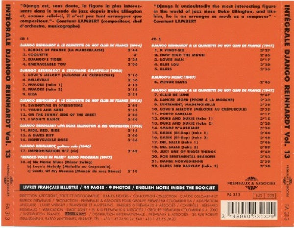 Django Reinhardt - Intégrale vol.13 - échos de france (CD)