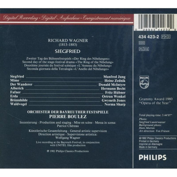 Richard Wagner - Manfred Jung · Donald McIntyre · Gwyneth Jones · Heinz Zednik · Hermann Becht · Fritz Hübner · Orchester der Bayreuther Festspiele · Pierre Boulez - Siegfried (tweedehands CD) - Velvet Music
