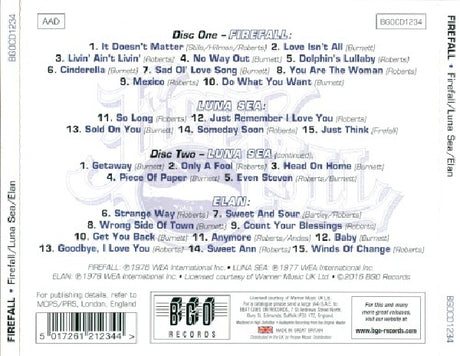 Firefall - Firefall/luna sea/elan (CD) - Velvet Music