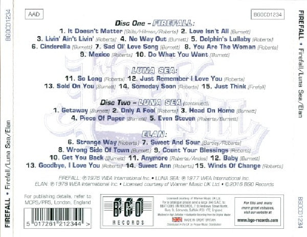 Firefall - Firefall/luna sea/elan (CD) - Velvet Music