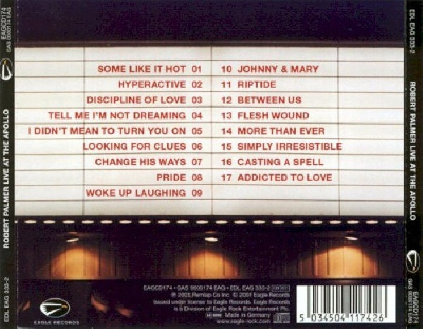 Robert Palmer - Live at the apollo (CD) - Velvet Music