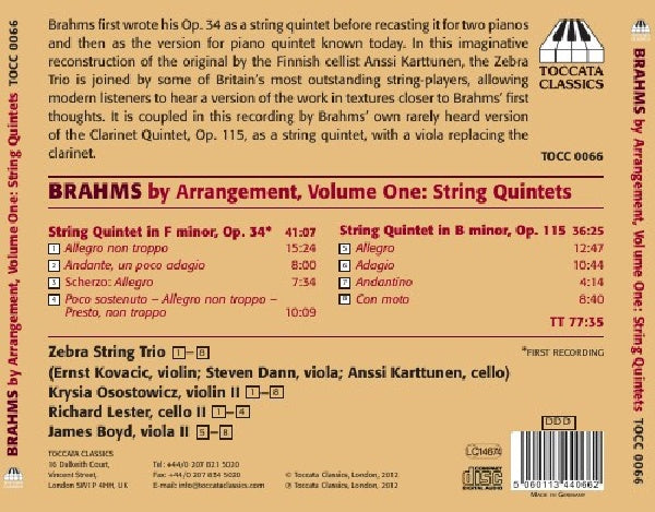 Johannes Brahms - Brahms by arrangement v.1 (CD) - Velvet Music