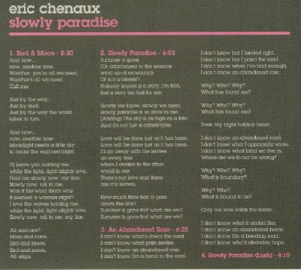 Eric Chenaux - Slowly paradise (CD) - Velvet Music
