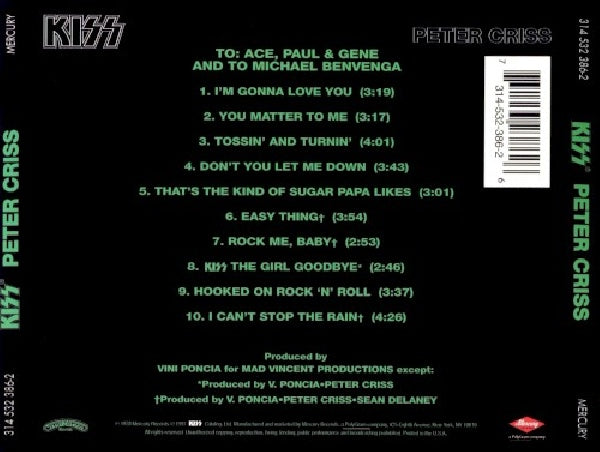 Peter Criss - Kiss peter criss (CD) - Velvet Music