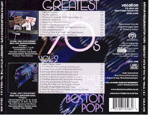 Arthur Fiedler - Greatest hits of the '70s vols. 1 & 2 (CD) - Velvet Music