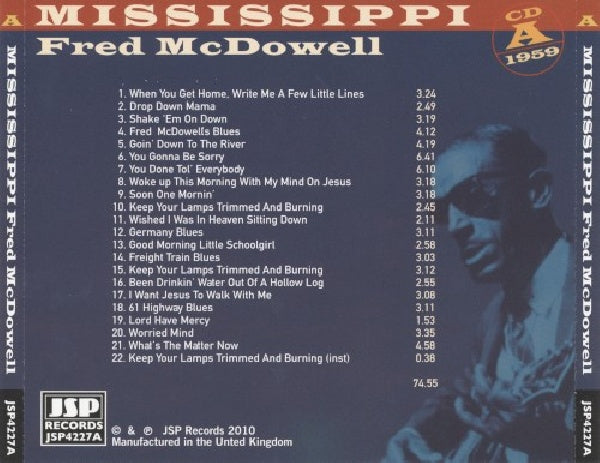 Fred Mcdowell -mississippi- - Down home blues 1959 (CD) - Velvet Music