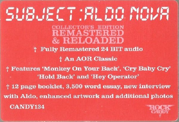 Aldo Nova - Subject..aldo nova (CD) - Velvet Music