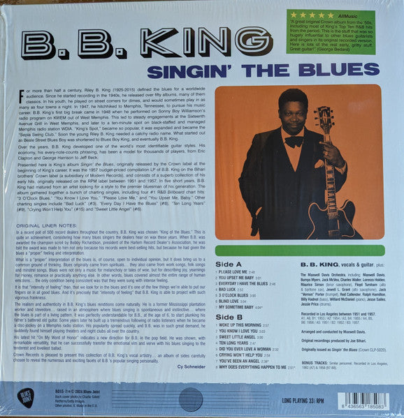 B.B. King - Singin' The Blues (LP) - Velvet Music