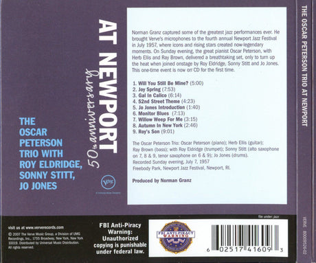 Oscar Peterson Trio, The With Roy Eldridge, Sonny Stitt & Jo Jones - The Oscar Peterson Trio At Newport (tweedehands CD) - Velvet Music